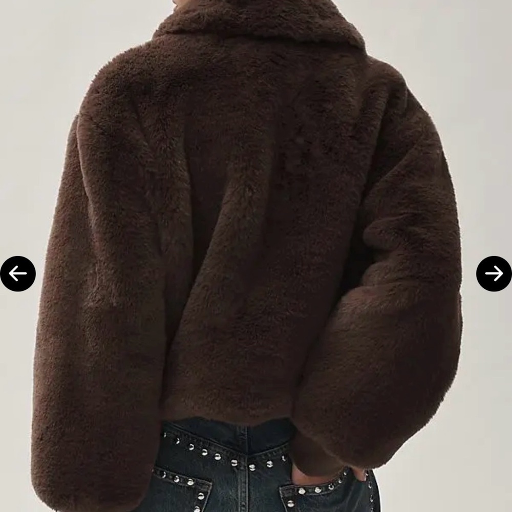 Maeve Chocolate Faux Fur Coat - Picture 9 of 9